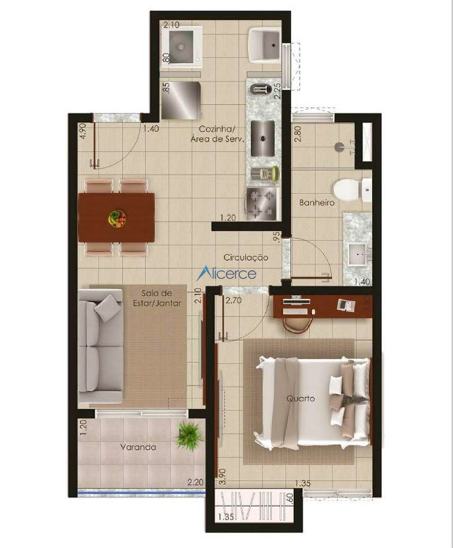 PLANTO DO APARTAMENTO QUARTO E SALA