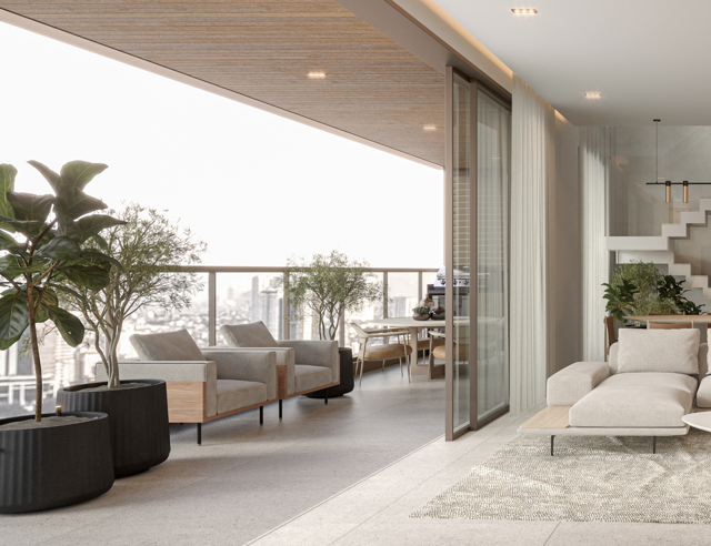 1° PAVIMENTO COBERTURA 520M² - SALÃO COM VARANDA GOURMET