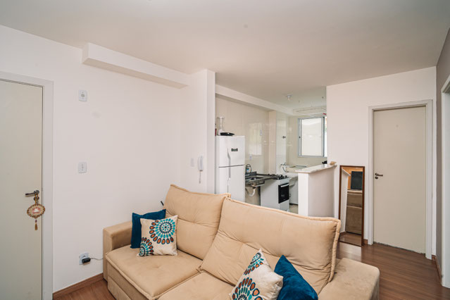 Sala de estar integrada cozinha