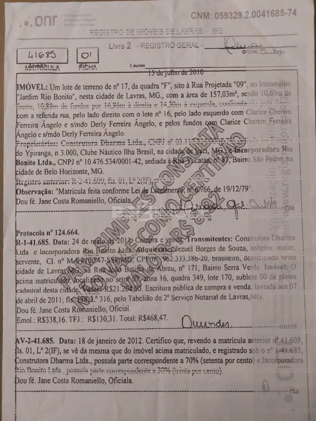 Foto cadastro cód. 1097