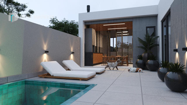 Piscina com Solarium e Gourmet.