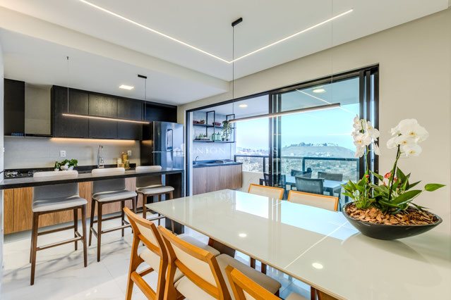 Sala 2 ambientes/ Cozinha integrada