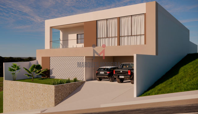 Fachada da casa vista de perfil