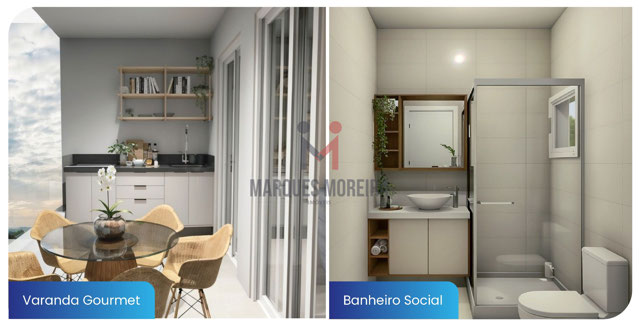 Varanda gourmet e banheiro social