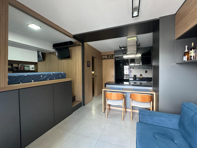 Integração sala, cozinha e sala