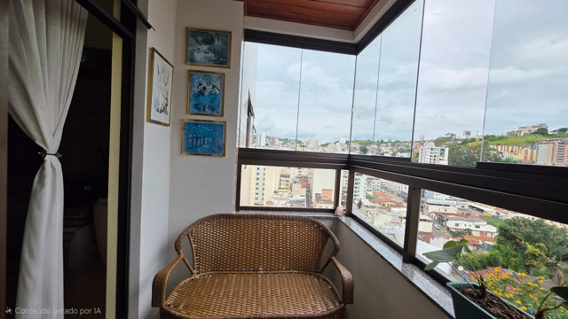 VARANDA COM VISTA E CORTINA DE VIDRO