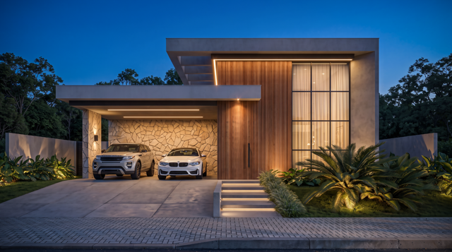 FACHADA FRONTAL NOTURNA