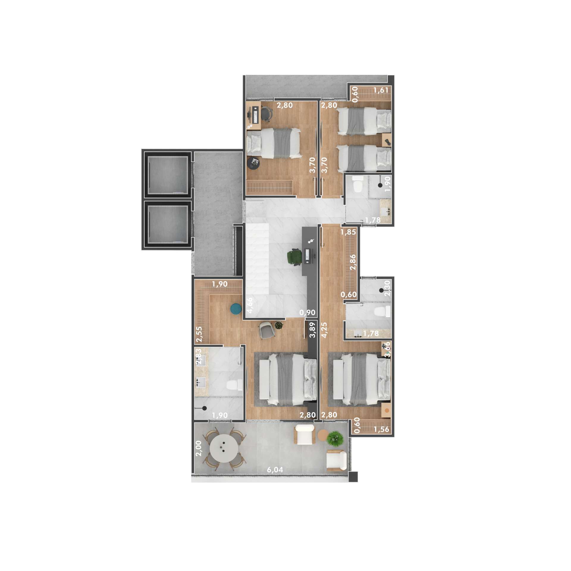 Triplex em Sta. Helena. Novo, vista Praça Menelick., foto 4