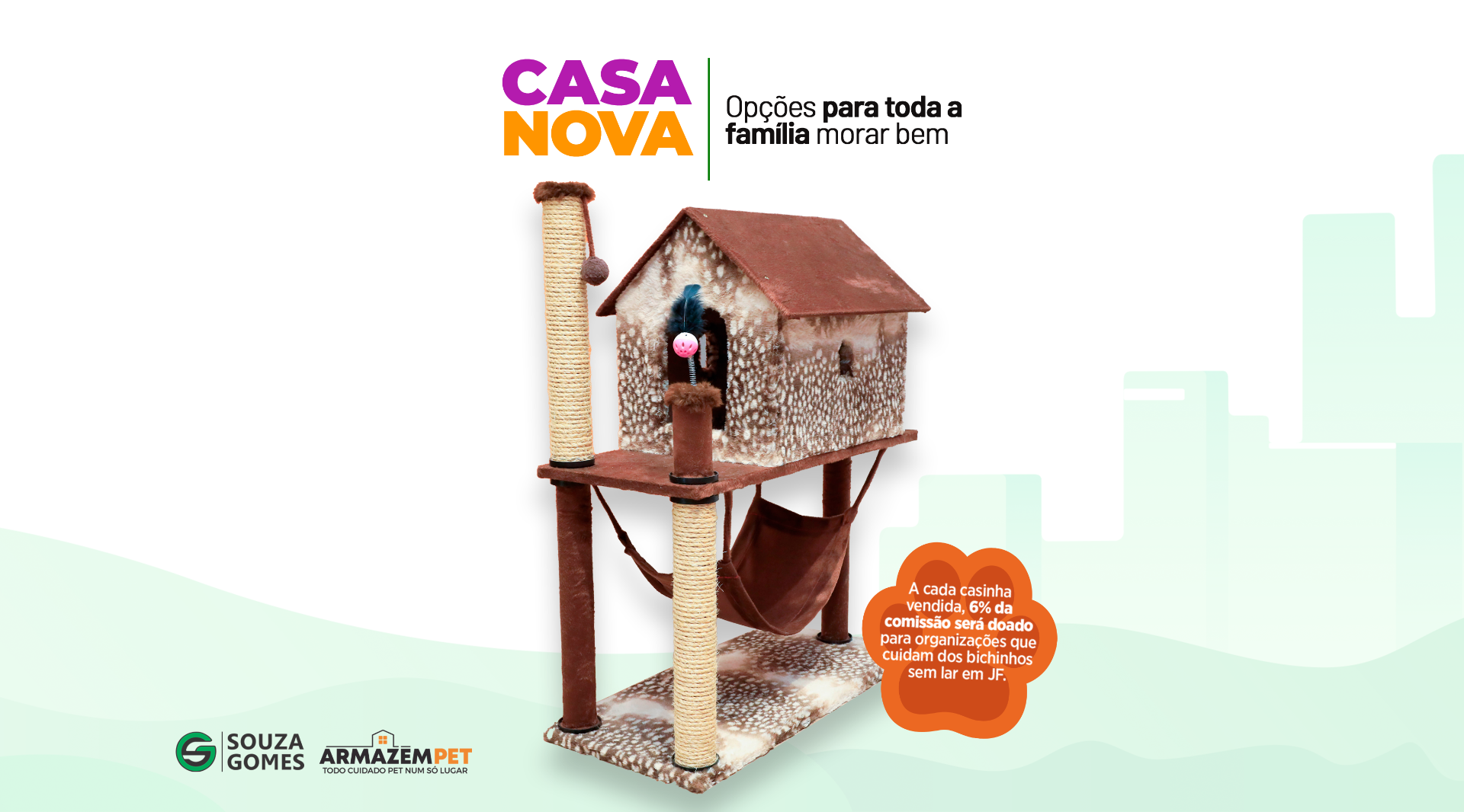 Casa Pet com rede e dois andares. Design felino, foto 1